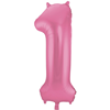 Roze Metallic Mat Folieballon Cijfer 1